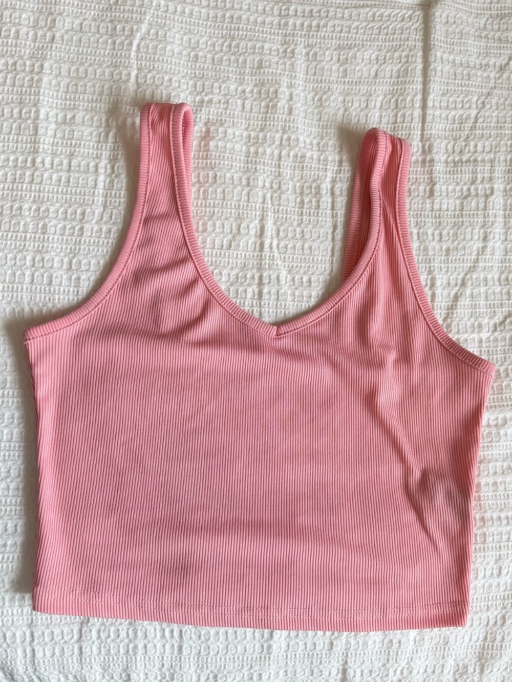 SHEIN Pink Ribbed V-Neck Crop Tank
